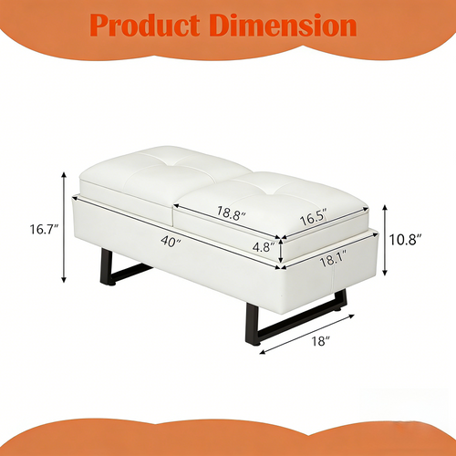 Modern Futon Sofa Bed - 2-Seat Couch Bed with Soft Cushions for Living Room Bedroom and Small Space (PU Leather, Orange)