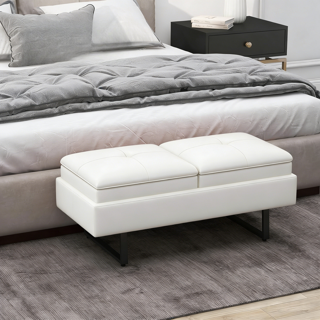 Modern Futon Sofa Bed - 2-Seat Couch Bed with Soft Cushions for Living Room Bedroom and Small Space (PU Leather, Orange)