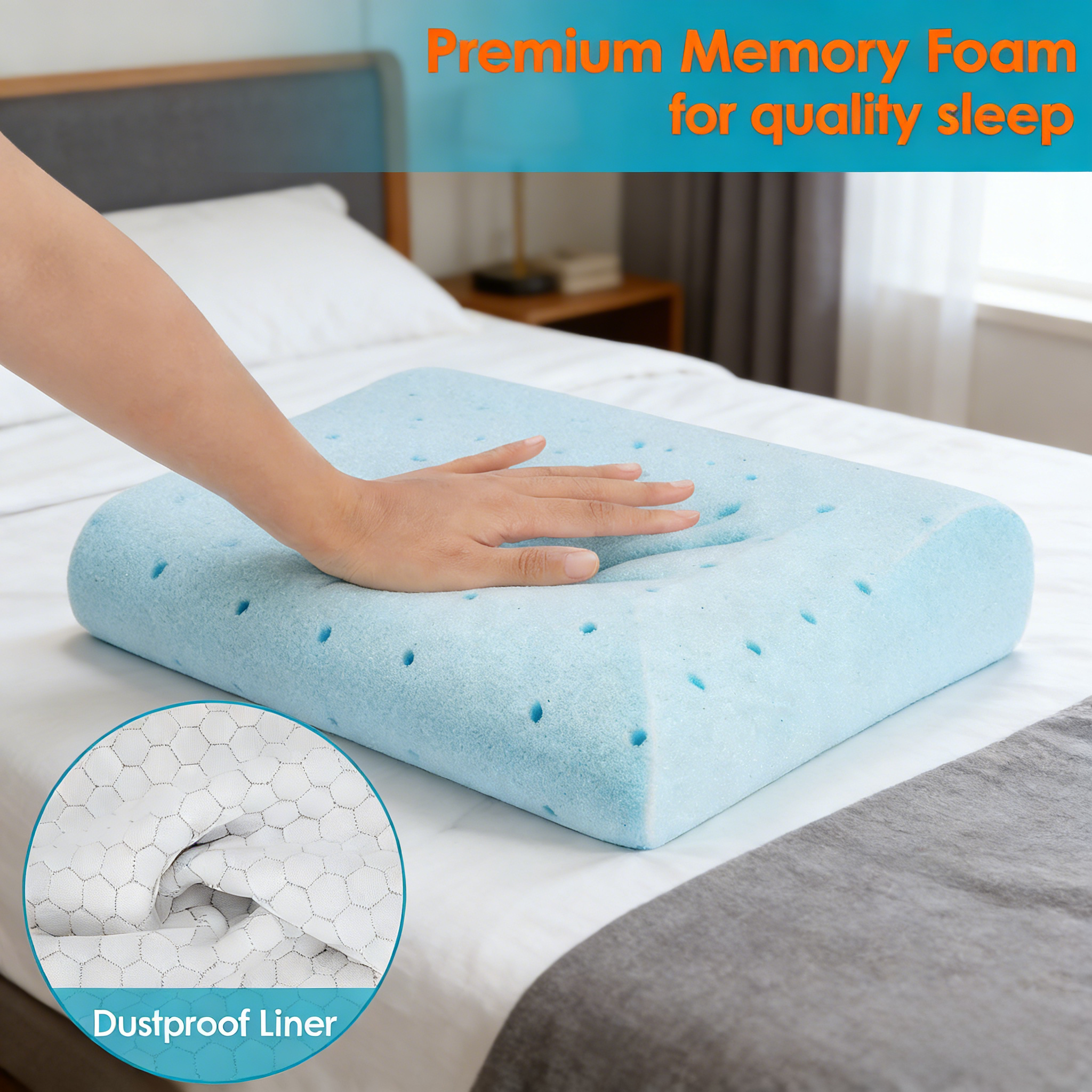 Pillows for Side, Back and Stomach Sleepers, Bed Pillow with Washable Cover and Breathable Mesh