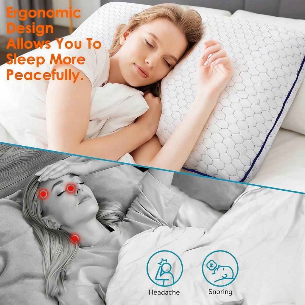 Pillows for Side, Back and Stomach Sleepers, Bed Pillow with Washable Cover and Breathable Mesh