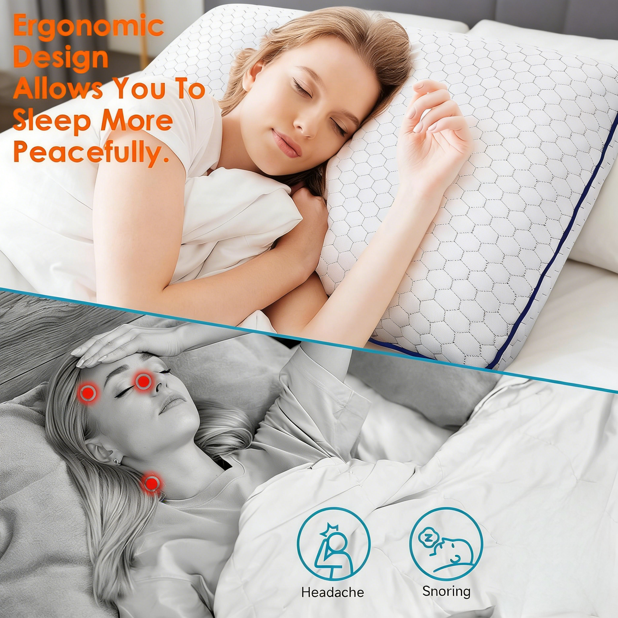 Pillows for Side, Back and Stomach Sleepers, Bed Pillow with Washable Cover and Breathable Mesh