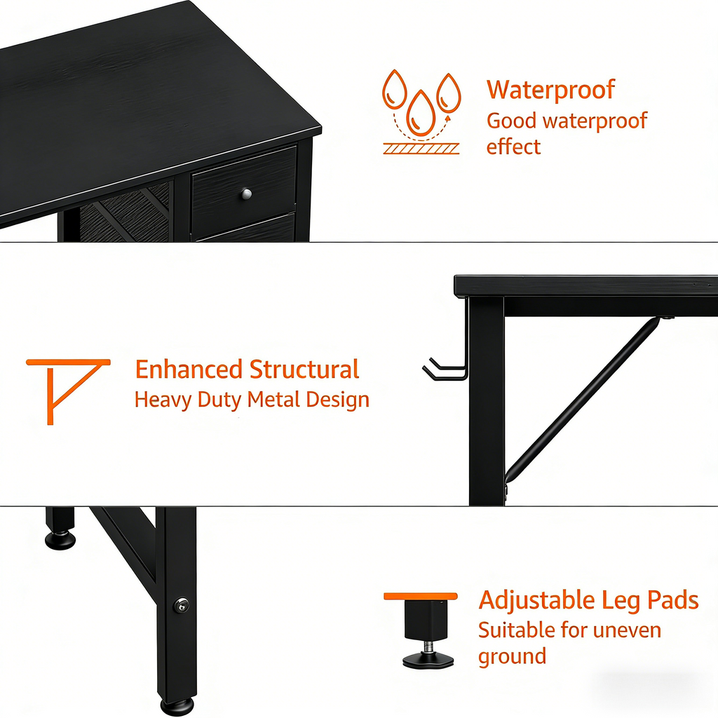 Small White Desk with Drawers for Bedroom, 40 Inch Kids Girls Study Desks