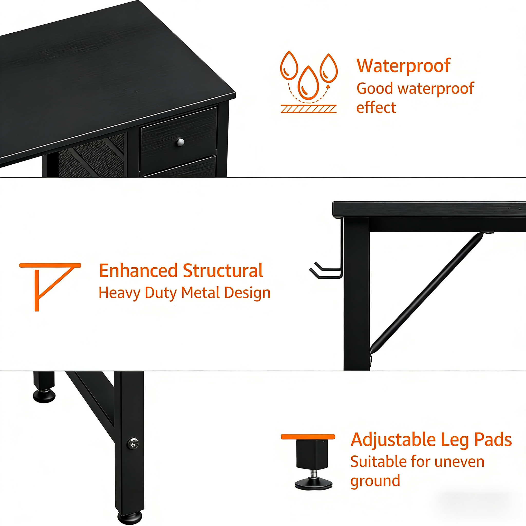 Small White Desk with Drawers for Bedroom, 40 Inch Kids Girls Study Desks